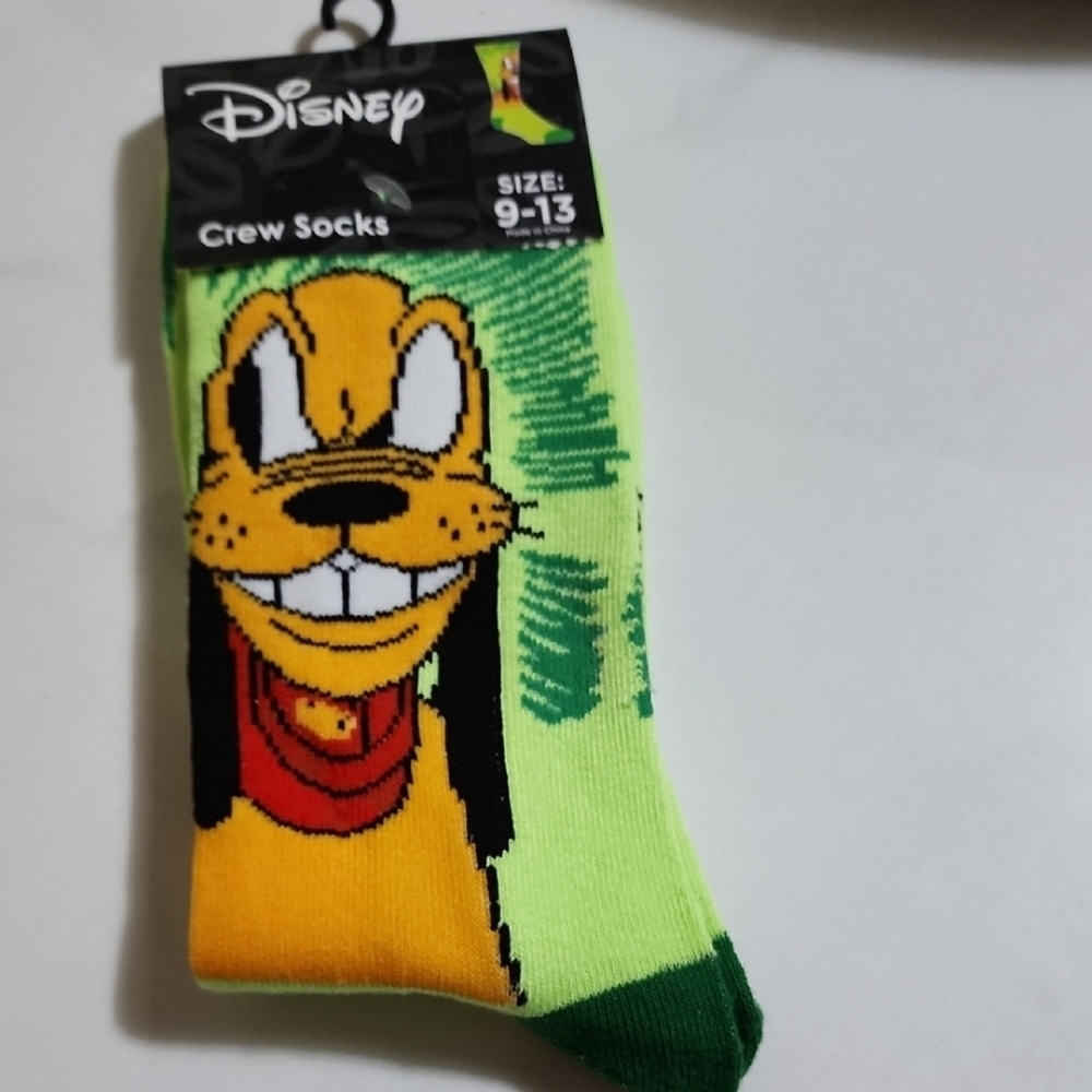 4/$25 Disney Pluto Crew Socks Walt Disney Character Pluto the dog